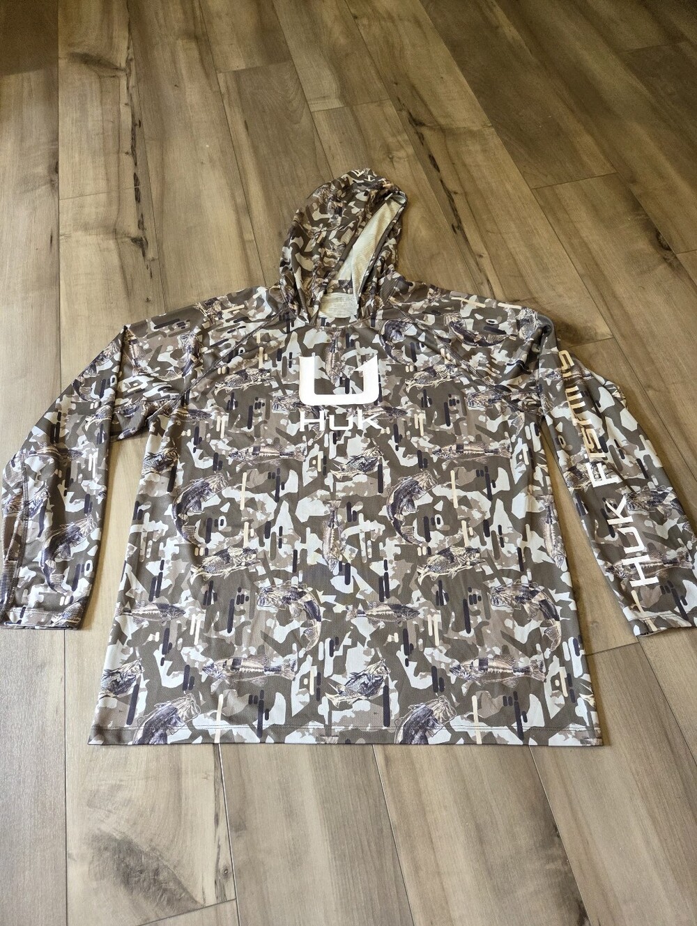 Huk Brown Camo Performance Hoodie with White Logo